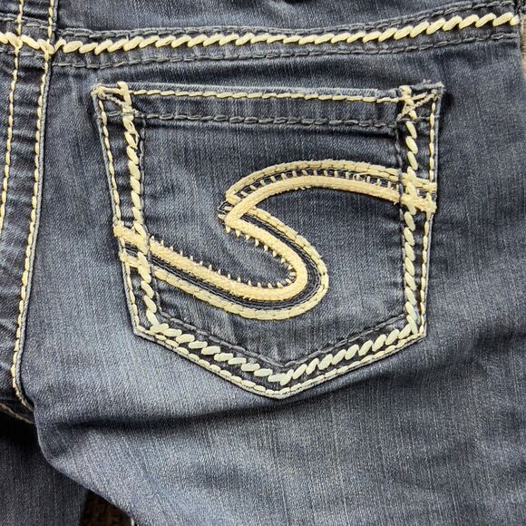 Silver Jeans Frances Women 25x33 (Actual 28x33) Blue Denim Pants Distressed - Picture 12 of 16